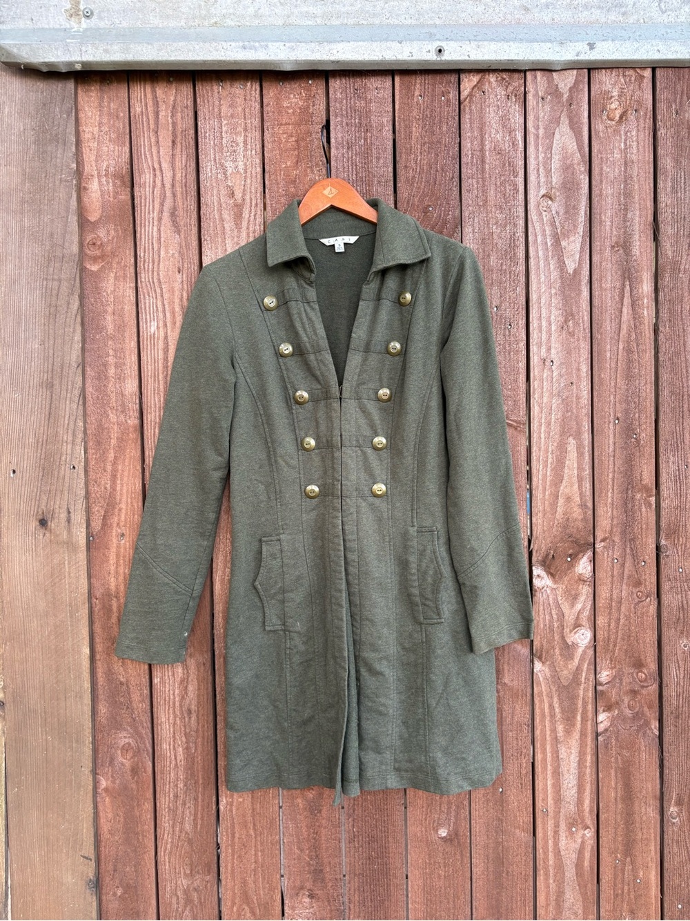 Cabi Olive Green Military Band Napoleon Longline Cotton Coat Style #587